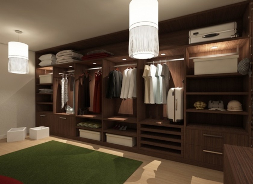 Классическая гардеробная комната из массива с подсветкой Кропоткин